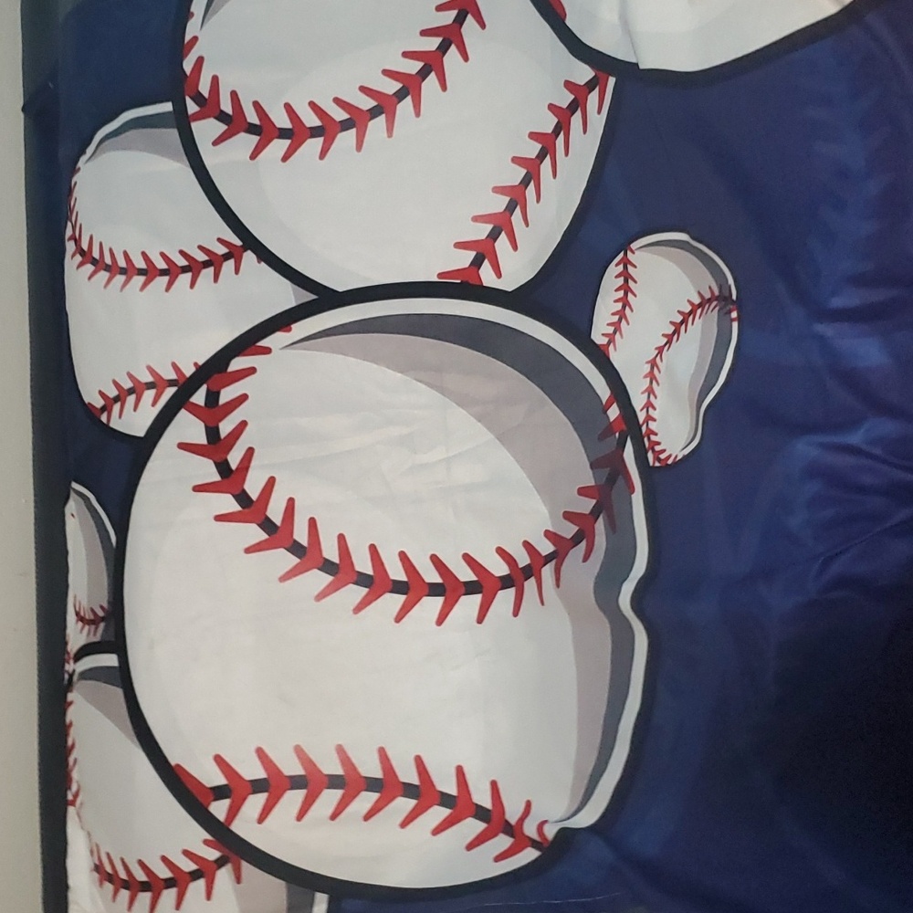 2 baseball curtain panels 42wx63h
